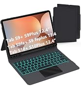 Keyboard Case for Samsung Galaxy Tab S10+/S9 FE+/S9+ Plus 12.4": 7 Colors Backlit Keyboard with S...