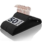 Smartor Velvet Hangers 50 Pack, Black Felt Hangers Non Slip with Rose Gold Hook, Premium Felt Han...