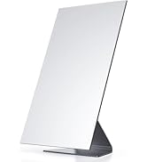 NEZZOE Rectangular Makeup Mirror, 12 Inch Metal Desk Mirror, Table Mirror with Stand, Vanity Mirr...