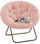 DUMOS Comfy Saucer Chair,Faux Fur Lounge Seasting XL Circle Chair for Bedroom, Dorm &amp; Gaming, Fol...