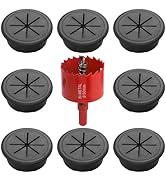 Desk Grommet 2 Inch 8Pcs Grommets Desk Hole Cover for Cables Wire Grommet Kit with Hole Saw(Black...