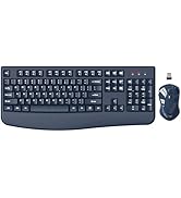 Wireless Keyboard and Mouse Combo, EDJO 2.4G Full-Sized Ergonomic Computer Keyboard with Wrist Re...