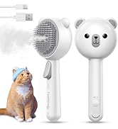 Cat Steam Brush, Brushes for Indoor Cats with Release Button, Dual Speed Spray USB Rechargeable G...