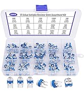 TWTADE 150Pcs 6mm Variable Resistor Potentiometer Assortment Kit 15 Values 100 ohm-2M ohm in Plas...