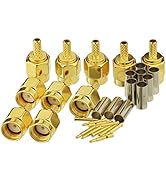 Eightwood 10pcs SMA Male Crimp RF Connector Gold-Plating for RG316 RG174 Cable