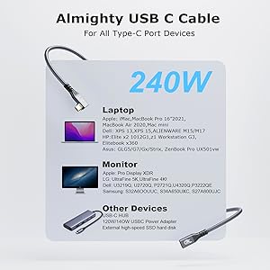 USBC cable usb3.2 gen 2 cable thunderbolt cable usb 4 cable extension cable ssd charger power 240w