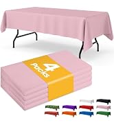 Niuara Pink Plastic Table Cloth Rectangle Table 4 Pack