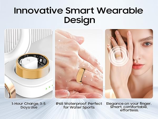 Long Battery Life, IP68 Waterproof, Comfortable Smart Ring