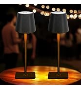 WERFOP Black Cordless Table Lamp for Dining, Portable 6000mAh Battery Operated Desk Lamp for Outd...