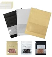 MITOB 100 Pcs 3 Colors Clear Window Small Resealable Packets with 120 Pcs Labels Writable Kraft P...