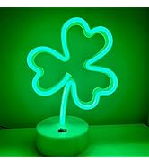 ENUOLI LED Neon Signs Lights Green Clover Shaped Neon Night Light USB &amp; Battery Powered Night Lam...