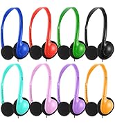 Wensdo Kids Headphones Bulk 8 Pack Multi Color Classroom School Students Wired Class Set Children...
