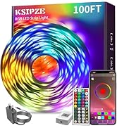 KSIPZE 100ft Led Strip Lights RGB Music Sync Color Changing Led Lights with Smart App Control Rem...