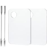 G2PLUS 2PCS Acrylic Cosmetic Palette with 2PCS Spatula,Makeup Palette Mixing Tray Apply for Eye S...