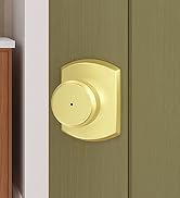 Schlage Bowery Door Knob with Greenwich Trim, Bed &amp;amp;amp; Bath Privacy Lock in Satin Brass Finish