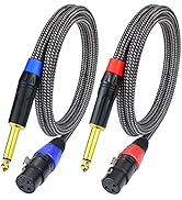 Ihurllu Unbalanced 1/4" TS Mono to XLR Female Microphone Cable, 6.6Feet 6.35mm Quarter inch to XL...