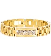 MPRAINBOW 2pcs 18K Gold Plated Chain Link Bracelet, Stainless Steel Crystal Friendship Bracelets ...