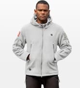 DEWBU Heated Jacket Polar Fleece with 12V Battery Pack Soft Fleece Electric Heating Hoodie for Men