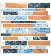 LONGKING 10-Sheet Premium Self-Adhesive Kitchen Backsplash Tiles in Marble, Orange Peel and Stick...