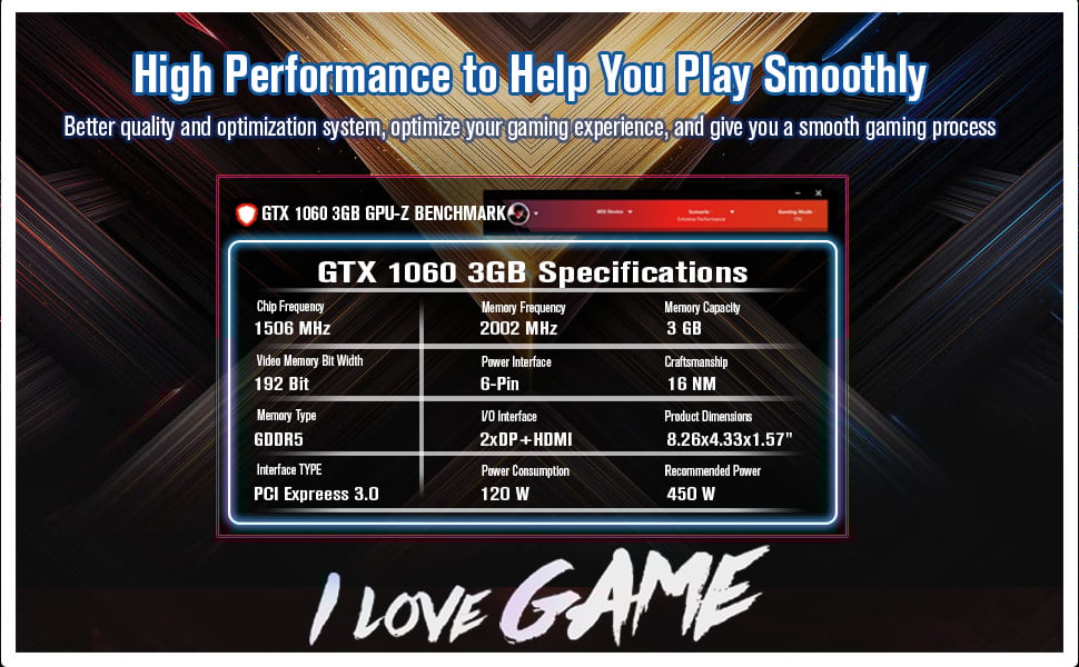 SRhonyra GTX 1060 3GB gaming video card specs