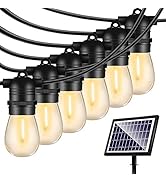 SUNAPEX Solar String Lights Outdoor Waterproof,48FT Solar Patio Lights with Shatterproof Edison B...