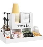 Busidhji Coffee Station Organizer, Wooden Coffee Bar Organizer for Countertop, Condiment and Cup ...