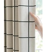 THREE GIRLS Pinch Pleated Linen Black Plaid Darkening Drapes for Living Room,Bedroom,Dining Room ...