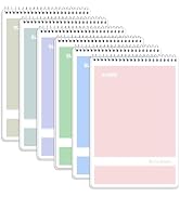 SUNEE Steno Pads 6x9 6 Pack, Gregg Rule, 60 Sheets, 6 Assorted Color Spiral Notebook 6x9, White P...