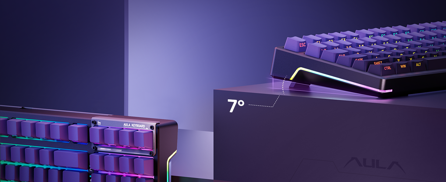 Aula F98 99keys computer pc creamy silent keyboard with metal nameplate ergonomic angled feet