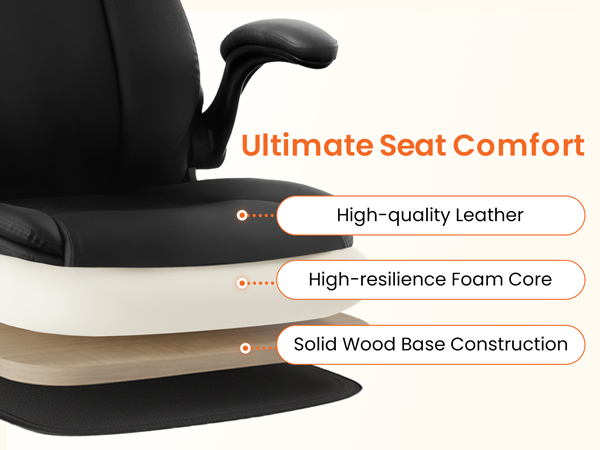 Wide and deep seat, supportive designed computer chair with thick padded cushion and foam seat.