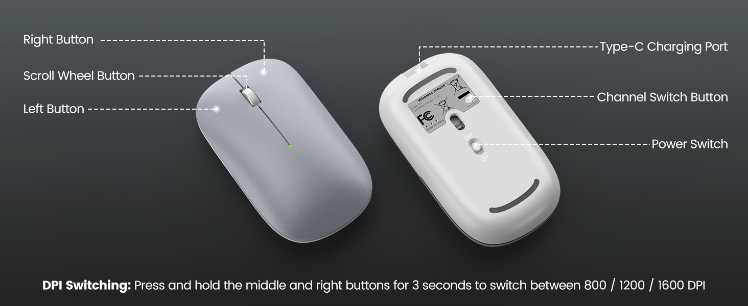 Slim portable Mouse 3 dpi adjustable