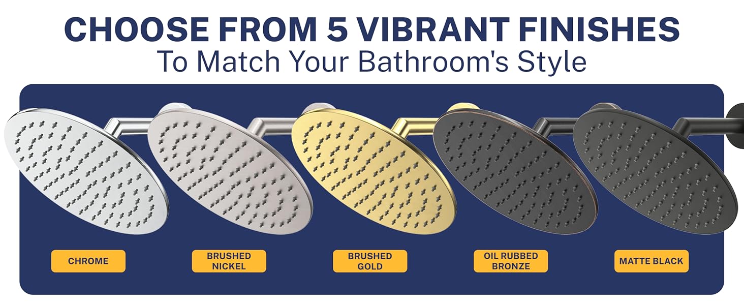 5 Finishes - 8-Inch Rain Shower Head