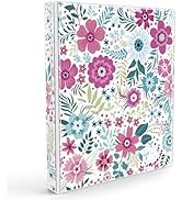 Eyrozill Floral 3 Ring Binder 1 Inch, Decorative Recipe Binders, Client Records with Clear Interi...