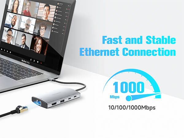 USB hub with RJ45 Gigabit Ethernet Adapter