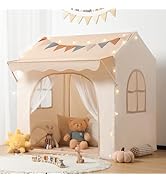 besrey Kids Play Tent with Eave, Toddler Tent 2 in 1 with Padded Mat and Lights, Large Playhouse ...