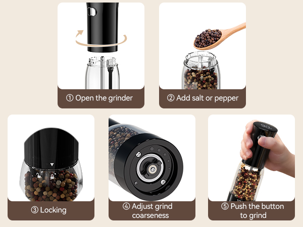 Electric Salt and Pepper Grinder Set