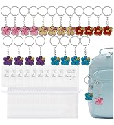 KINCHYGO, 60 Pack Hibiscus Flower Keychain Party Favor Key Ring Packs Bulk Key Chain Bag Charm wi...