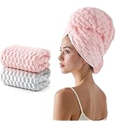 REDKISS 2 Pack Microfiber Hair Towels - Extra Large Hair Towel Wrap for Women, 24x42 inch Pink Ha...