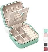 Jewelry Case with Mirror, Small Travel Jewelry Organizer, Portable Mini Storage Box for Rings, Ea...