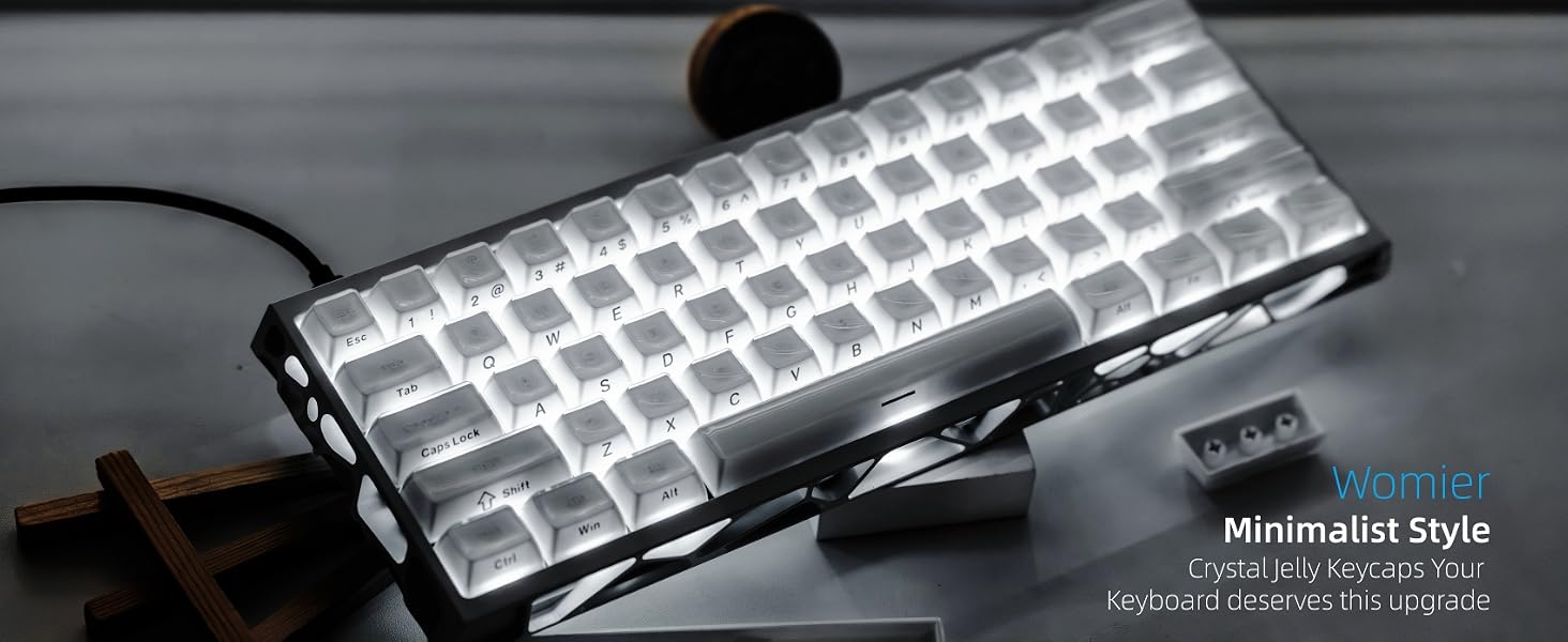 Womier White Jelly Keycaps 3.0, Keycaps for Mechanical Keyboard