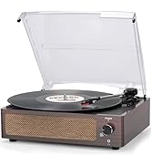 seasonlife Vintage Record Player with Speakers Turntable for Vinyl Records Belt-Driven Turntable ...