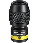 AMTOVL Impact to 1/4 Hex Converter - 1/2 INCH Drive Female to 1/4-Inch Allen Adapter, Universal J...