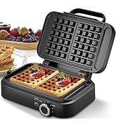 Golden Prairie Belgian Waffle Maker 1200W, Extra Deep 1" Waffles, 2-Slice Nonstick Stainless Stee...