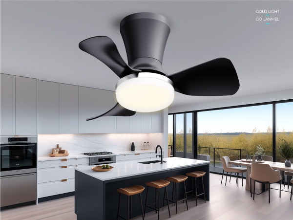 low profile modern ceiling fans with lights remote flush mount white black