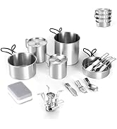 Odoland 13pcs Stainless Steel Camping Cookware Camping Pots and Pan Set with Portable Camping Sto...