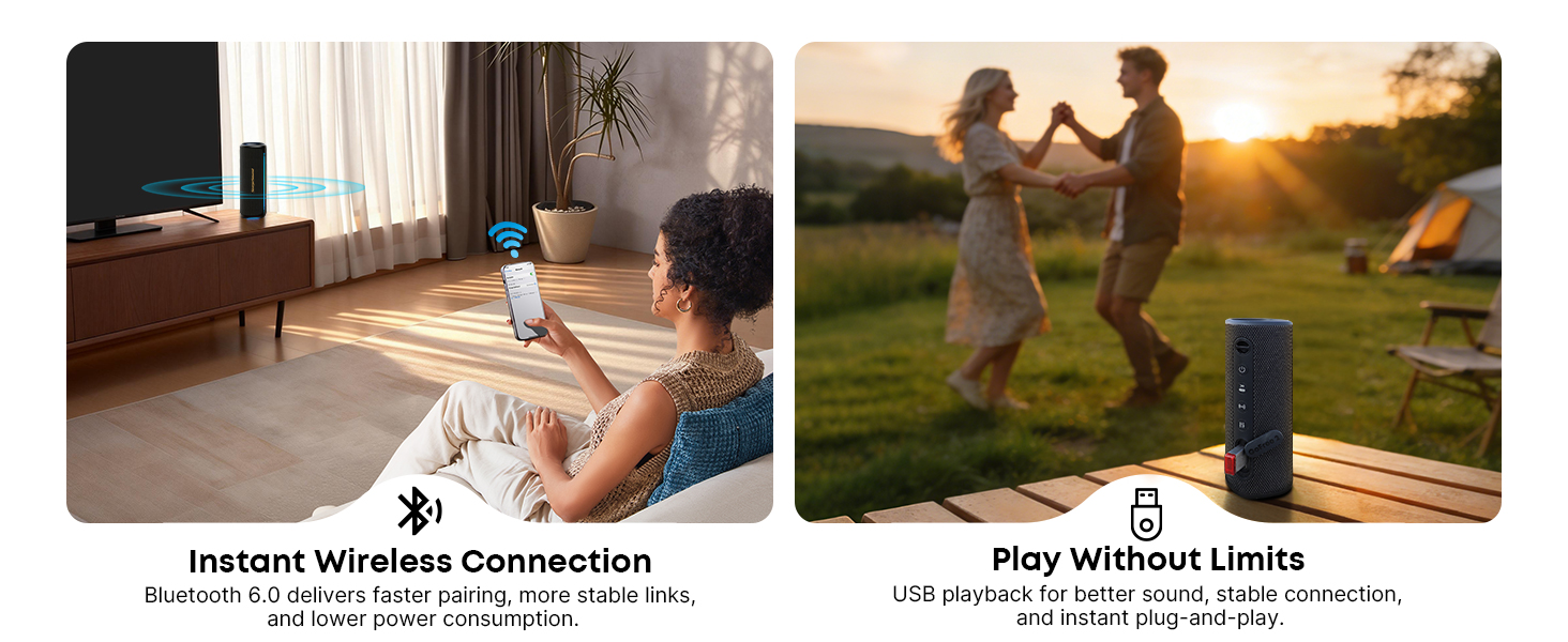 Wireless speaker with Bluetooth, Speaker with USB input