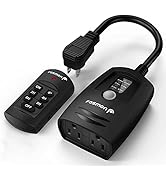 Fosmon Outdoor Timer with Remote Control Outlet, Waterproof Outdoor Light Timer for Electrical Ou...