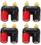 TWTADE 4 Pcs Dual Terminal Binding Post Speaker Banana Plug Jack Power Amplifier 2-Way I-073