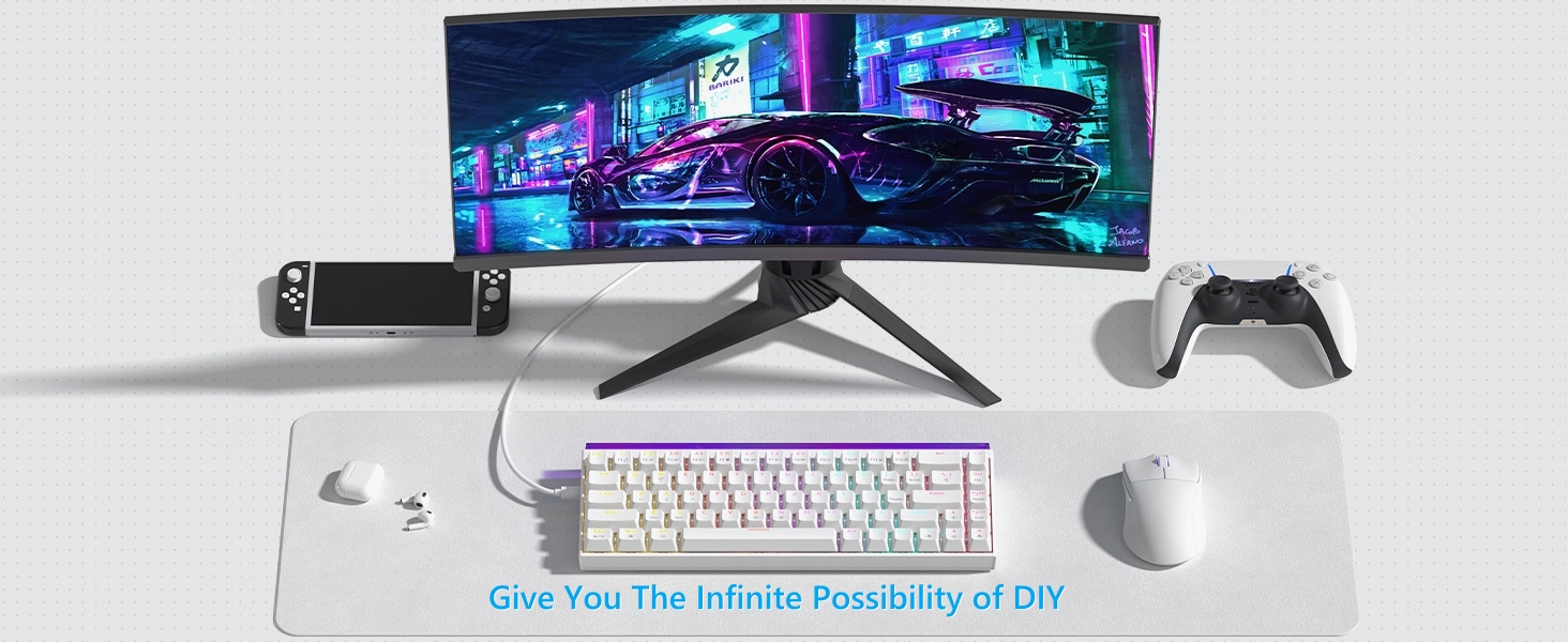 60% Gaming Keyboard with Light Box, Wired RGB Backlit Mechanical Keyboard with MCA Keycaps