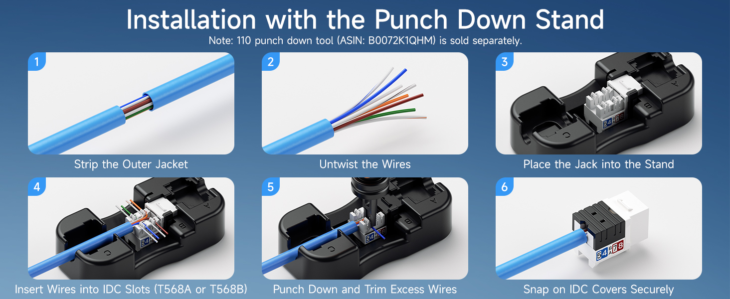 UL Listed 25-Pack 10Gbps Cat6 Keystone Jacks, RJ45 Keystone Jack, Ethernet Keystone Jack